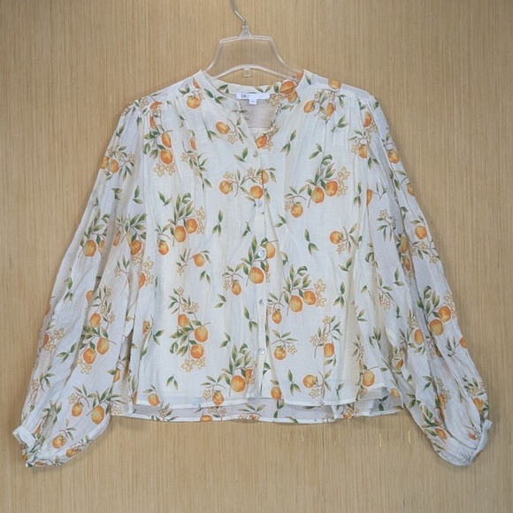 DR2 Tops - DR2 Orange Blossom Floral Peasant Blouse Women Small Oversized Flowy Cottagecore